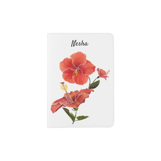 赤ハイビスカス水彩花 パスポートカバー Zazzle Co Jp