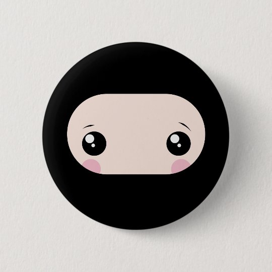 赤面のかわいいの忍者 缶バッジ Zazzle Co Jp