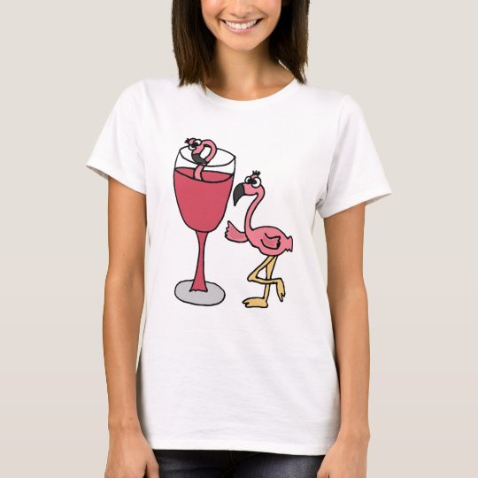 赤面のワイングラスのピンクのフラミンゴ Tシャツ Zazzle Co Jp