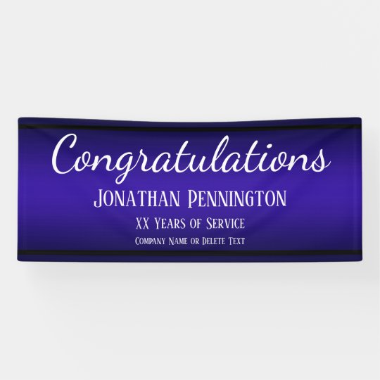 退職おめでとうございます勤続年数の青 横断幕 Zazzle Co Jp