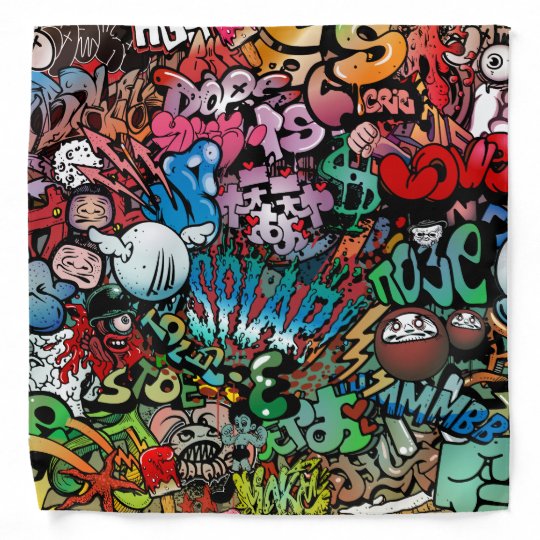 都市通りの芸術の落書きのキャラクターパターン バンダナ Zazzle Co Jp 都市通りの芸術の落書きのキャラクターパターン バンダナ Zazzle Co Jp