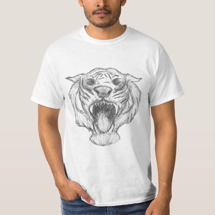 野生の虎の吠えるスケッチ Tシャツ Zazzle Co Jp