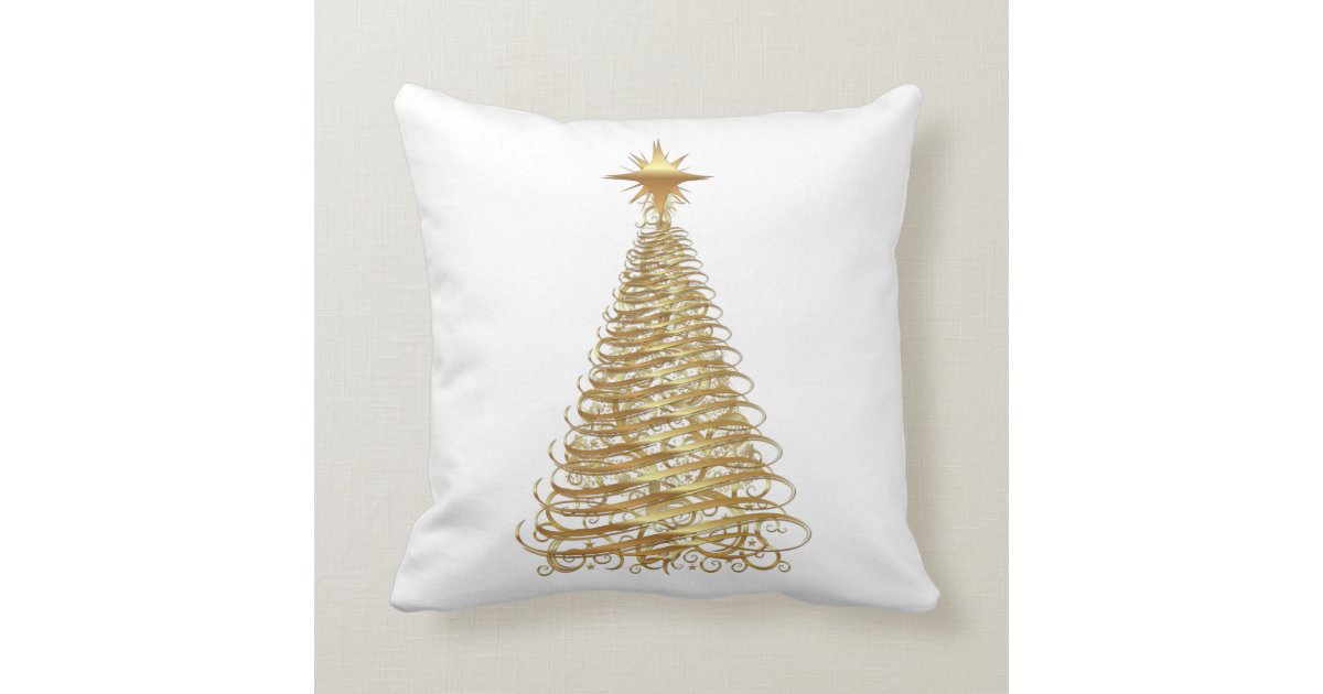 金ゴールドのリボンのクリスマスツリー クッション Zazzle Co Jp 金ゴールドのリボンのクリスマスツリー クッション Zazzle Co Jp
