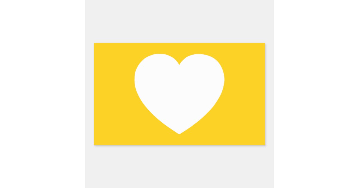 金ゴールドの白いハート 長方形シール Zazzle Co Jp