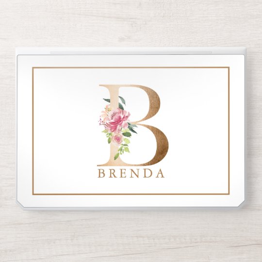 金ゴールドの花のレタリングのモノグラムb Hpラップトップスキン Zazzle Co Jp 金ゴールドの花のレタリングのモノグラムb Hpラップトップスキン Zazzle Co Jp