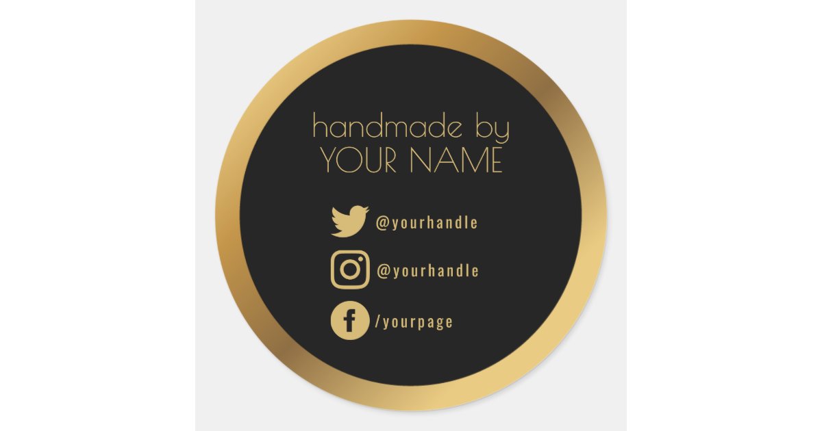 金ゴールド縁ど 黒感謝していのパッケージ ラウンドシール Zazzle Co Jp