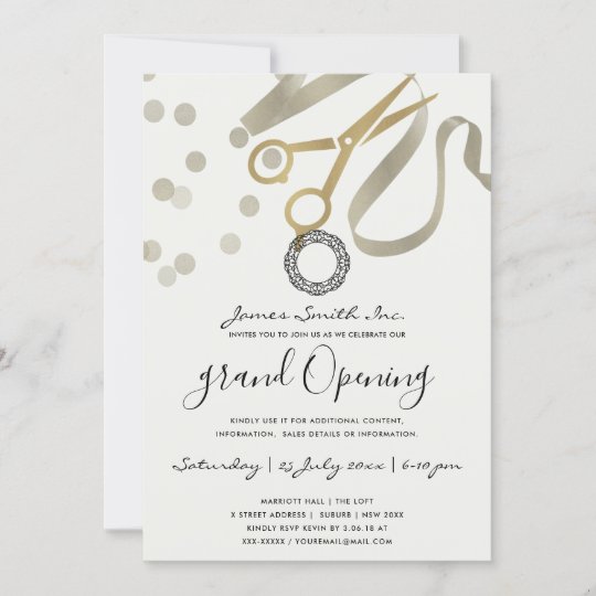 銀フェイクリボン切り盛大開会式 招待状 Zazzle Co Jp