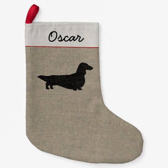 長い髪のダックスフントのシルエットのウインナー犬のクリスマス スモールクリスマスストッキング Zazzle Co Jp