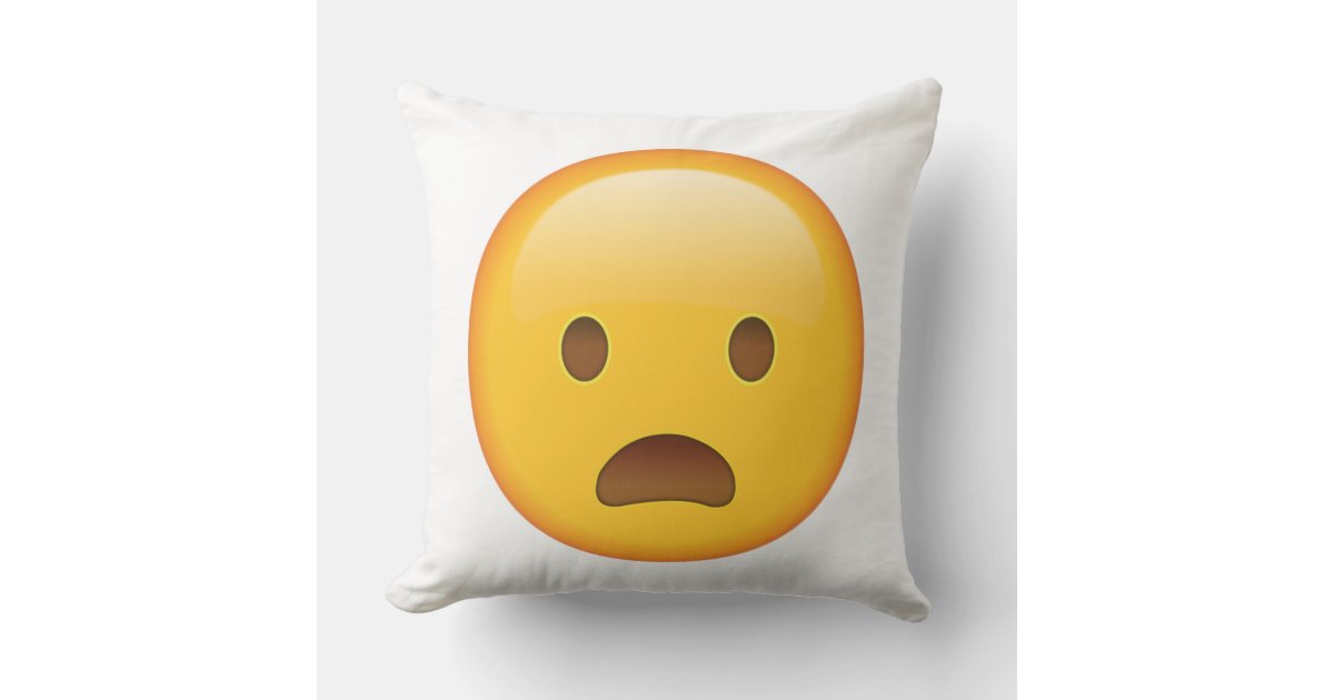 開いた口 Emojiが付いている眉をひそめる顔 クッション Zazzle Co Jp