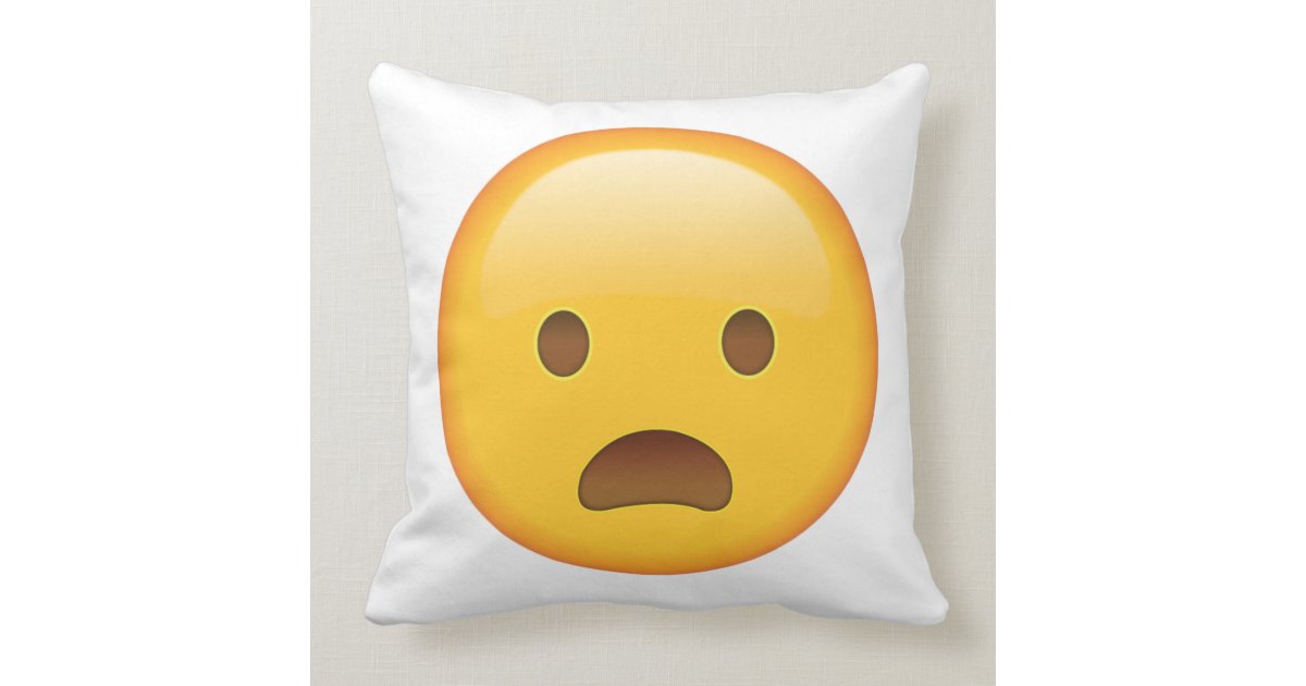 開いた口 Emojiが付いている眉をひそめる顔 クッション Zazzle Co Jp