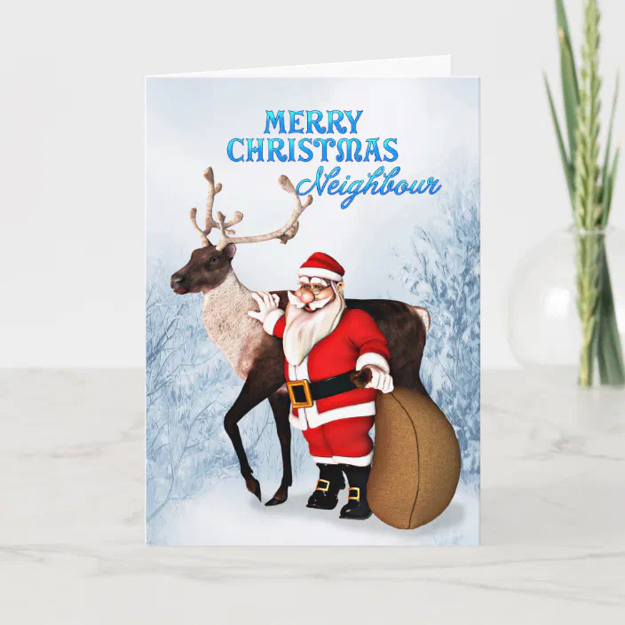 隣人向けサンタトナカイクリスマスカード シーズンカード Zazzle Co Jp 隣人向けサンタトナカイクリスマスカード シーズンカード Zazzle Co Jp