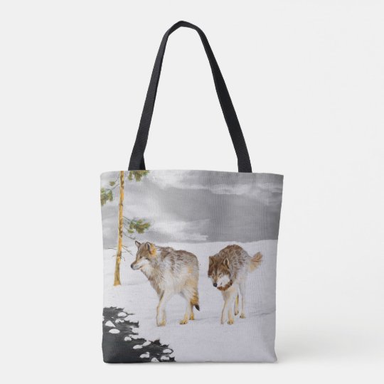 雪の中の狼 オリジナル野絵画生動物アート トートバッグ Zazzle Co Jp