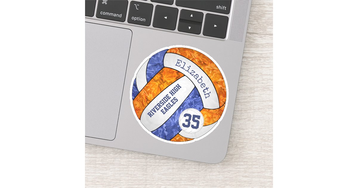 青いオレンジ色の女の子バレーボールとスクールマスコットの名前 シール Zazzle Co Jp 青いオレンジ色の女の子バレーボールとスクールマスコットの名前 シール Zazzle Co Jp