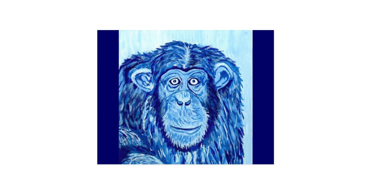 青いチンパンジー猿のおもしろいな動物 ポストカード Zazzle Co Jp
