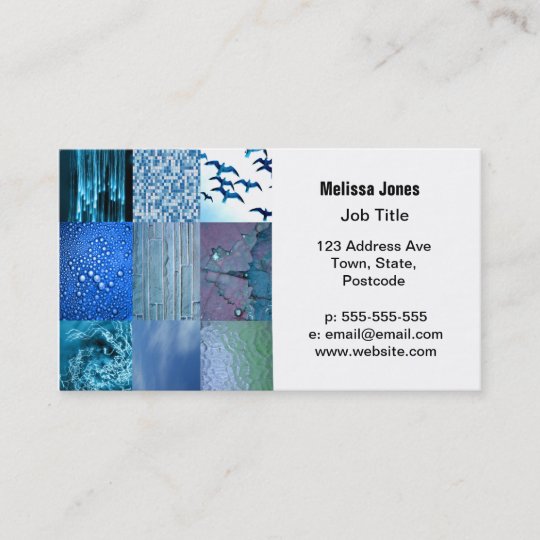青い写真撮影のコラージュ 名刺 Zazzle Co Jp