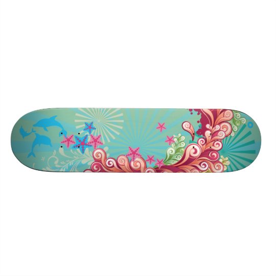 青い海の渦巻のデザインの女の子のスケートボード スケートボード Zazzle Co Jp