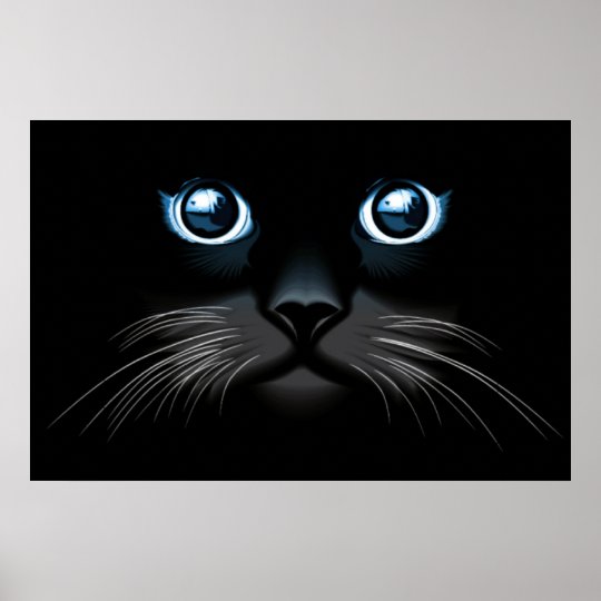 青い目の黒猫の顔ポスター ポスター Zazzle Co Jp