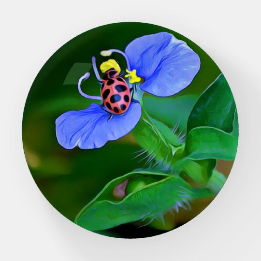 青い花の文鎮のてんとう虫 ペーパーウェイト Zazzle Co Jp 青い花の文鎮のてんとう虫 ペーパーウェイト Zazzle Co Jp
