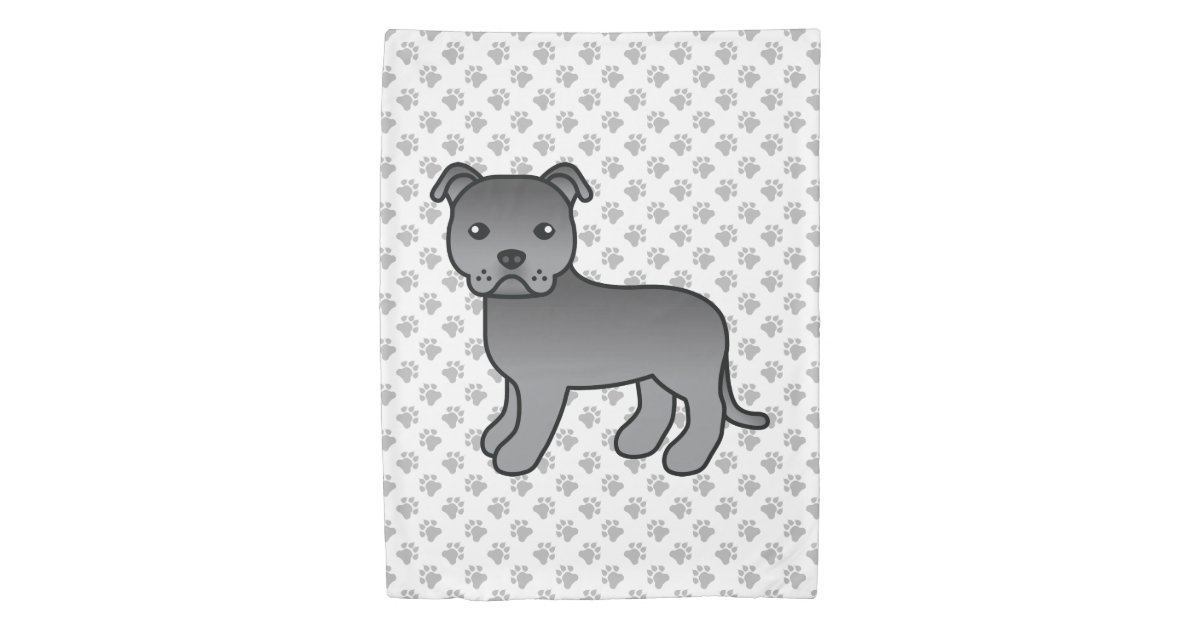 青い英語でスタフィーに描かれたかわいい犬と足 掛け布団カバー Zazzle Co Jp