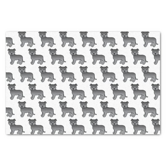 青い英語のスタフィーでかわいい犬の絵柄 薄葉紙 Zazzle Co Jp