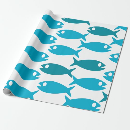 青い魚のデザインの包装紙 ラッピングペーパー Zazzle Co Jp