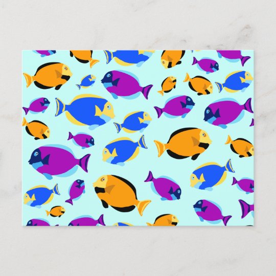 青カラフル海の熱帯魚の柄 シーズンポストカード Zazzle Co Jp