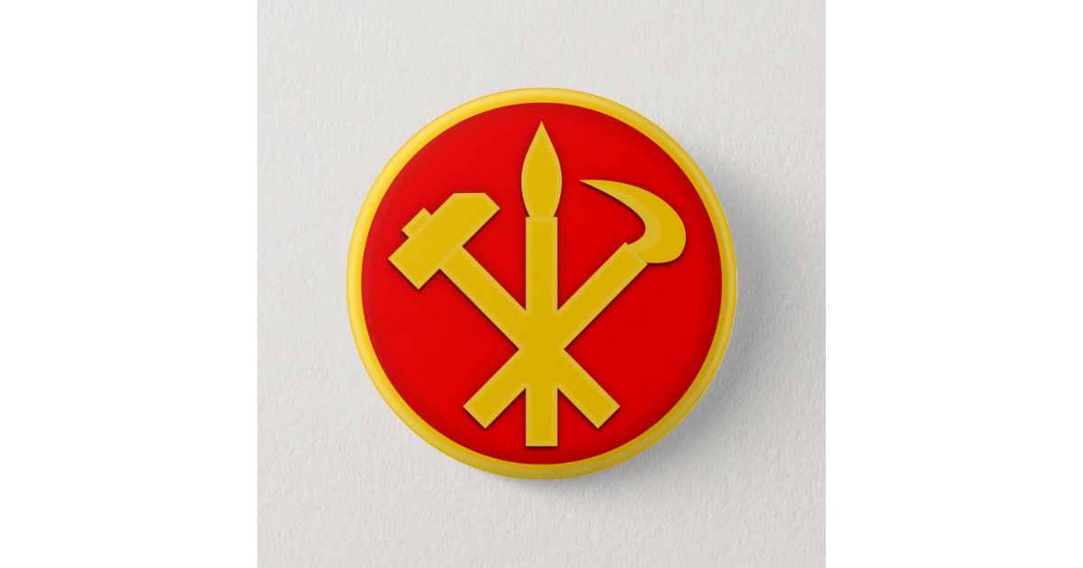 韓国dprk北朝鮮の紋章のwpkの労働者党 缶バッジ Zazzle Co Jp