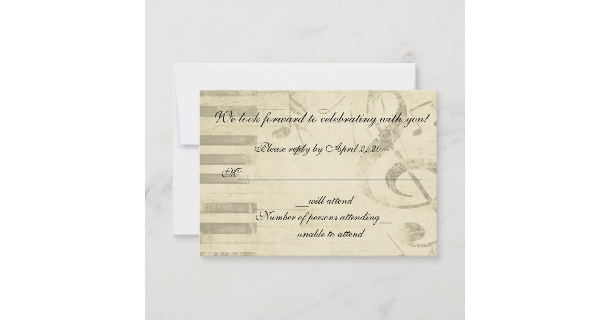 音楽的な音楽デザインの結婚式招待状rsvpの応答 出欠カード Zazzle Co Jp