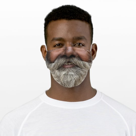 顔の白い髭とスマイル 大人用布マスク Zazzle Co Jp