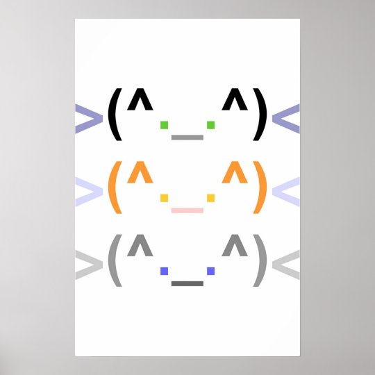 顔文字 3匹のかわいい猫 ポスター 垂直 ポスター Zazzle Co Jp