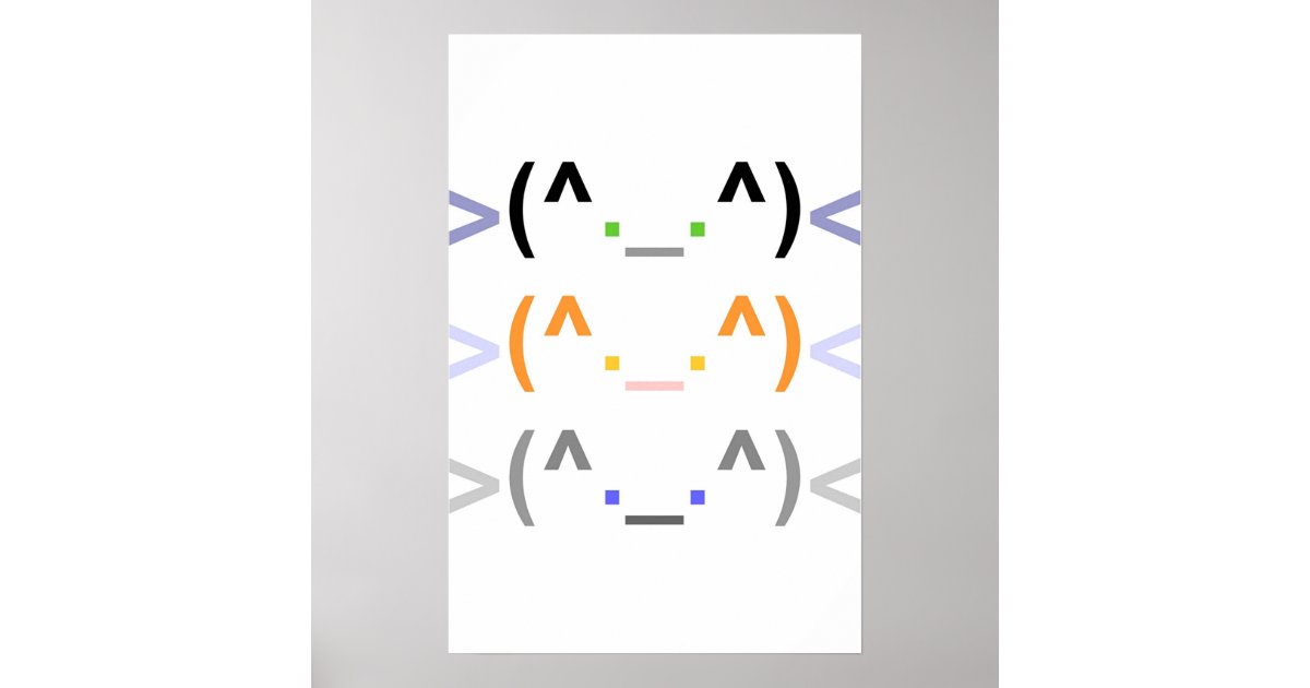 顔文字 3匹のかわいい猫 ポスター 垂直 ポスター Zazzle Co Jp