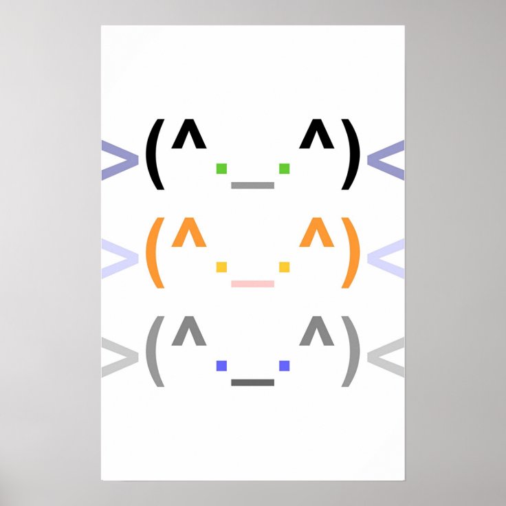 顔文字 3匹のかわいい猫 ポスター 垂直 ポスター Zazzle Co Jp