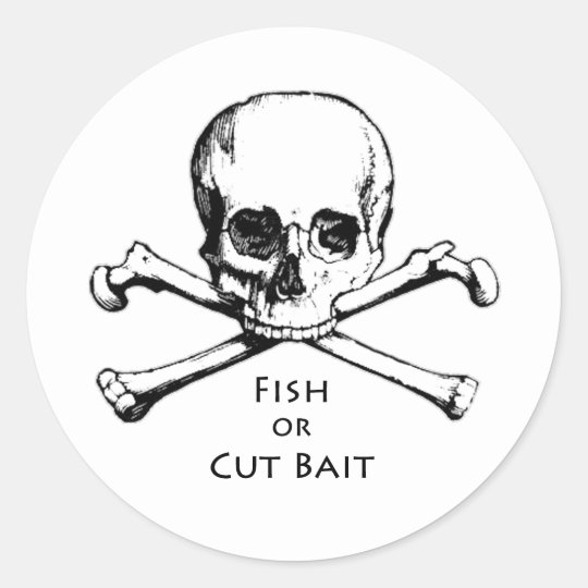 魚または切られた餌 の海賊旗の海賊ロゴ ラウンドシール Zazzle Co Jp