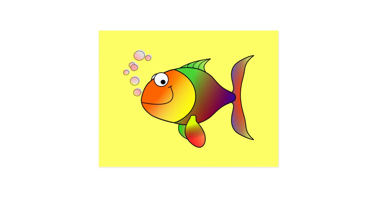 魚 漫画カラフル魚 ポストカード Zazzle Co Jp
