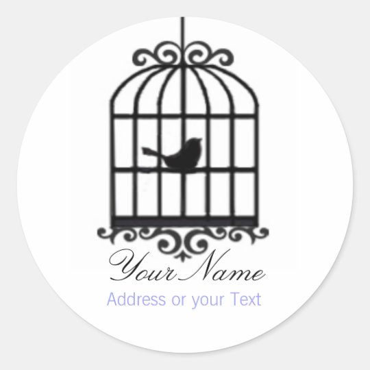 鳥籠の住所ステッカー ラウンドシール Zazzle Co Jp