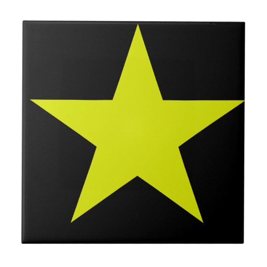 黄色い星および黒いタイル タイル Zazzle Co Jp