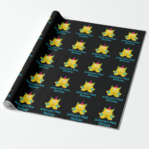 黄色 モンスターラッピングペーパー Zazzle Co Jp