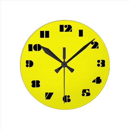 黄色の時計から選択する12の数字 ラウンド壁時計 Zazzle Co Jp