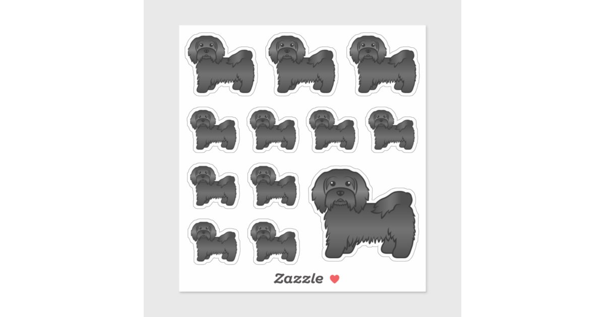 黒いハバネ人のかわいい犬のイラスト シール Zazzle Co Jp