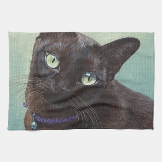 黒いビルマ猫のアメリカヘラジカ キッチンタオル Zazzle Co Jp