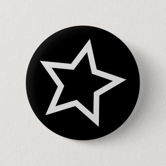 黒い星のはっきりしたで白い輪郭 缶バッジ Zazzle Co Jp