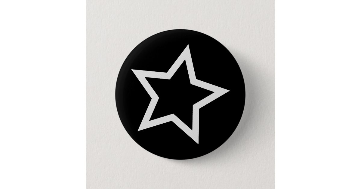 黒い星のはっきりしたで白い輪郭 缶バッジ Zazzle Co Jp