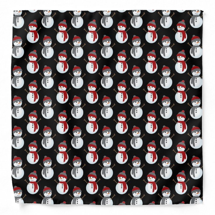 黒い雪だるまのクリスマス模様 バンダナ Zazzle Co Jp