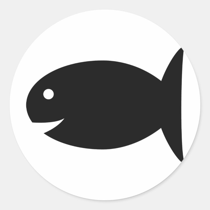 黒い魚アイコン ラウンドシール Zazzle Co Jp