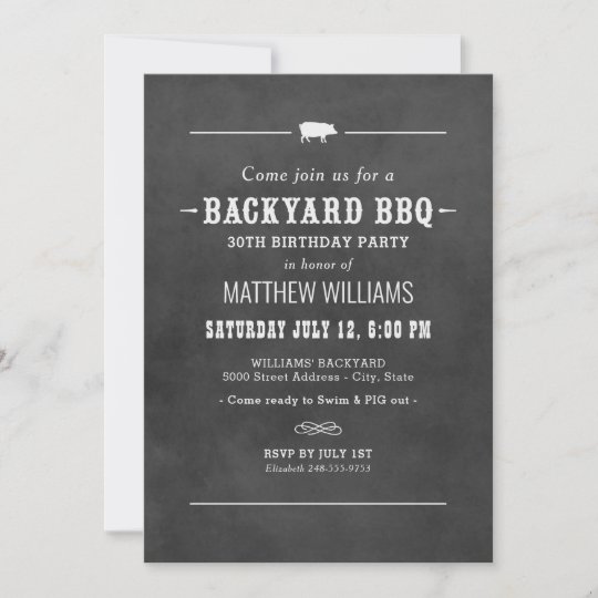 黒い黒板裏庭のbbq誕生日パーティー 招待状 Zazzle Co Jp