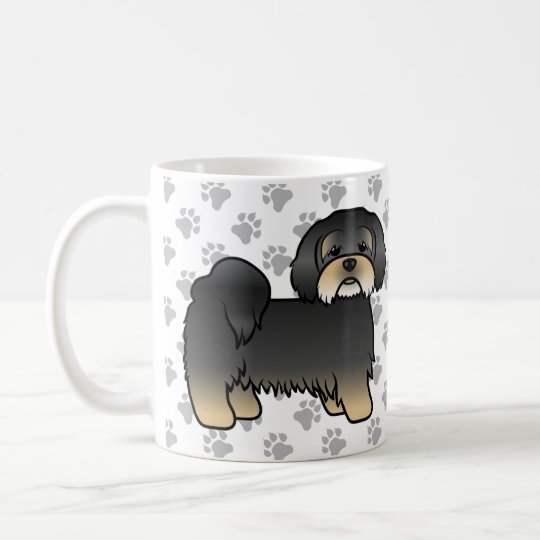 黒とタンのラサ アプソのかわいい漫画の犬 コーヒーマグカップ Zazzle Co Jp