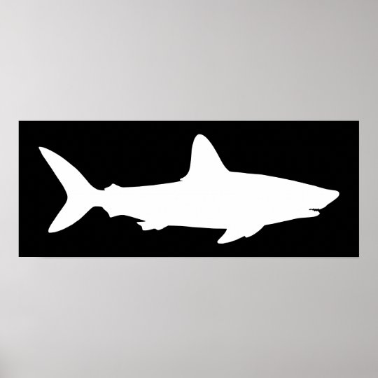 黒と白のサメ ポスター Zazzle Co Jp