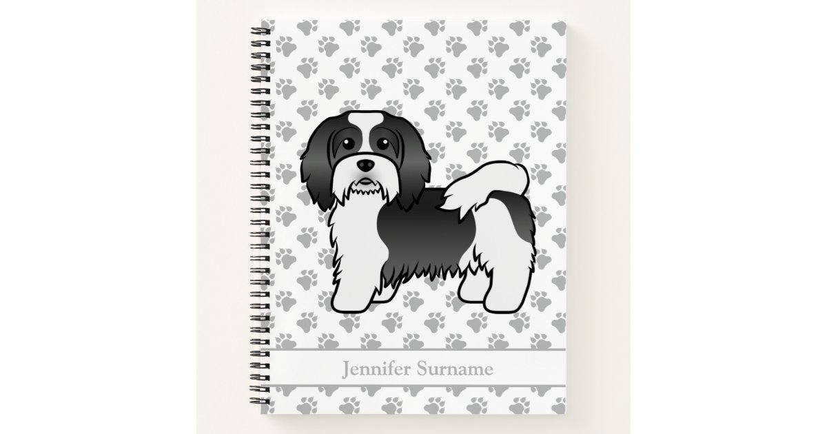 黒と白のハバノのかわいいアニメの犬と名前 ノートブック Zazzle Co Jp