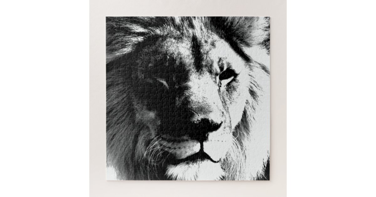 黒と白のライオン ジグソーパズル Zazzle Co Jp