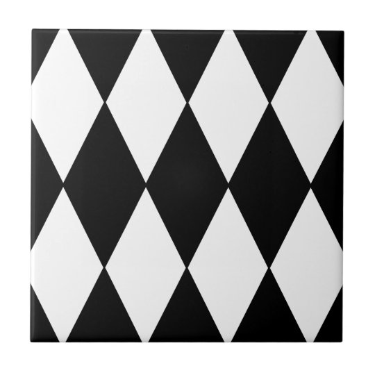 黒と白のレトロのひし形市松模様にパターン タイル Zazzle Co Jp